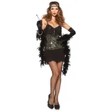 Leg Avenue Kostüm Charleston Diva, Aufregendes 20er Jahre Kostüm für Damen schwarz L