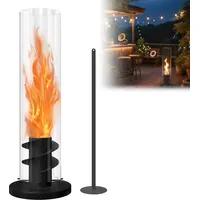 NAIZY Bioethanol Tischkamin Tischfeuer aus Temperiertes Glas,Gartenkamin Rauchfrei,Flamme Einstellbar,Terrassenofen,Balkon Deko,Gartendeko,70x16cm,... - Schwarz