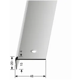 küberit Treppenkantenprofil 20 x 48 x 2500 mm Winkelprofil Einfasshöhe 4 mm Aluminium hochwertig Versenkt Gebohrt Edelstahl Küberit