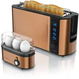 Arendo 1x Toaster, 2 Scheiben, Kupfer + 1x Eierkocher, 1-3 Eier, Kupfer