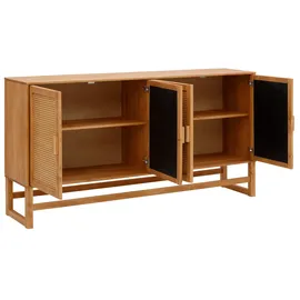 Home Affaire Sideboard HOME AFFAIRE "Linz", gelb (honigfarben, natur), B:170cm H:90cm T:38cm, FSC-zertifiziertes Massivholz, Sideboards, Sideboard, Kommode mit Rattangeflecht auf den Türfronten, aus Massivholz