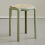 ILOOXI Rund Esszimmerhocker, Stapelhocker Hocker Stapelbar Küchenhocker, Rattan Barhocker Bunte Stapeltisch Für Klassenzimmer, Wohnzimmer, Esszimmer(Light Green)