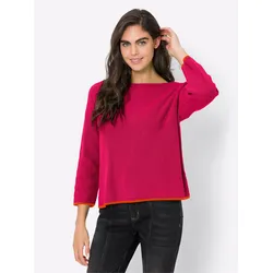 3/4 Arm-Pullover HEINE "Pullover", Damen, Gr. 34, pink, 100% Baumwolle, unifarben, 3/4-Ärmel, Pullover