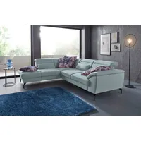 Ecksofa SIT & MORE "Percy L-Form", blau (aqua), B:270cm T:235cm, Sofas, Ecksofa, 15 cm Fußhöhe, Sitztiefenverstellung, wahlweise in 2 Fußfarben