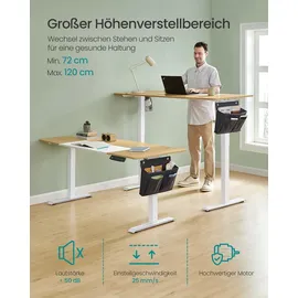 Songmics Höhenverstellbarer Schreibtisch elektrisch 160cm Memory-Funktion mit 4 Höhen pastellgelb - Gelb