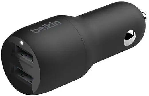 Belkin USB-Kfz-Ladegerät mit 2 Ports, 24 W (Boost Charge Kfz-Ladegerät, USB-Auto-Ladegerät) iPhone 14/14 Plus, 14 Pro, 14 Pro Max, 13, 12, 11 und ältere Modelle, Kfz-Ladegerät, Android Auto-Ladegerät