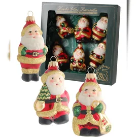 Krebs Glas Lauscha Weihnachtsmänner, Goldglitter 6-tlg. 8cm