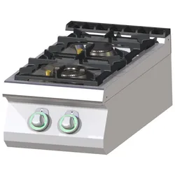 A&S polarny Gas-Kochfeld Tischgerät Edelstahl 2 Herdplatten 12kw 400x730x300mm Pilotflamme