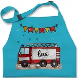 Kinderschürze Schürze Kinder Jungen Mädchen - Feuerwehr - Feuerwehrauto - Geschenk - 2-6 Jahre - Türkis - kinderkochschürze geschenke kind kochschürze personalisiertes baumwolle und name für - 2-6 Jahre