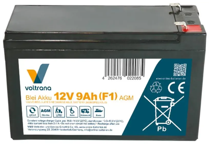 Voltrana AGM Blei Akku 12V 9Ah (F1)