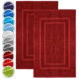 NatureMark 2er Pack Badvorleger | Premium Qualität | 100% Baumwolle | 50 x 80 cm | Duschvorleger Duschmatte Doppelpack | Farbe: Bordeaux rot
