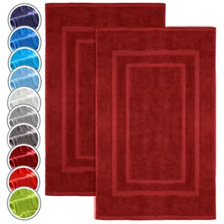 NatureMark 2er Pack Badvorleger | Premium Qualität | 100% Baumwolle | 50 x 80 cm | Duschvorleger Duschmatte Doppelpack | Farbe: Bordeaux rot