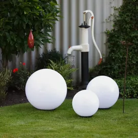 H4L Kugelleuchten 3er Set 30/40/50cm weiß E27 Kugelampen Garten Terrassenleuchte Dekoleuchten