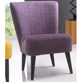 Atlantic Home Collection Cocktailsessel "Jan", lila (violett), B:65cm H:88cm T:78cm, Struktur ( 85% Polyester, 15% Viscose ), ATLANTIC HOME COLLECTION, Sessel, Cocktailsessel, mit Wellenunterfederung, Massivholzfüße