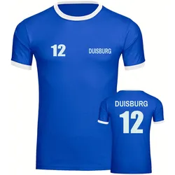 multifanshop Kontrast T-Shirt - Duisburg - Trikot Nummer 12 - Druck weiß - Männer