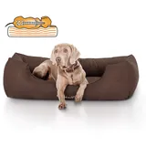 Knuffelwuff Orthopädisches Hundebett Amelie aus Velours mit Handwebcharakter XXL 120 x 85cm Braun - abnehmbarer Bezug - waschbar - für große, mittelgroße und kleine Hunde