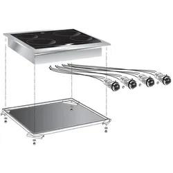 Gastro-Inox Gastro Inox Einbau-Kochfeld mit 4 Platten aus Edelstahl AISI304 600x600x70mm
