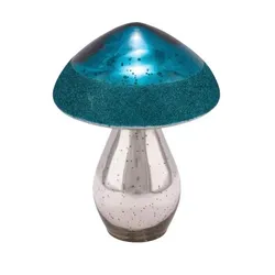 Glaspilz, petrol / silber mit Glitzerrand, handgefertigt, *Germany*