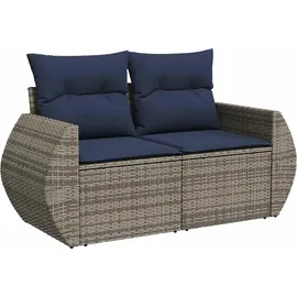 vidaXL 8-teiliges Gartensofa-Set mit Kissen, grau, Polyrattan - Grau