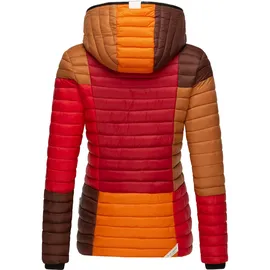 Navahoo Damen Übergangsjacke Colorblocking leichte Steppjacke mit Kapuze Multikulti Multicolour Autumn Leaves Gr. XXL - XXL