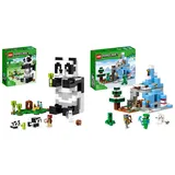 LEGO 21245 Minecraft Das Pandahaus Set & 21243 Minecraft Die Vereisten Gipfel, Set mit Steve-, Creeper- und Ziegen-Figuren, eisiges Biom und Höhle, Videospiel, Spielzeug mit Zubehör