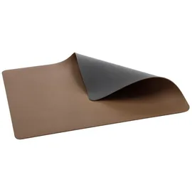 Bitz Tischset Abwaschbar, Platzset, Tischset Leder Look aus Kunststoff, 46 x 33 cm 4er-Set/4 Stück, Wood/Titanium