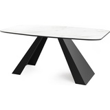 WFL GROUP Esstisch Monte im Modern Stil, Rechteckiger Tisch in Weißer Marmoroptik - Ausziehbar von 160 cm bis 200 cm, Pulverbeschichtete Schwarze Metallbein... - Weiß