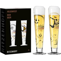Ritzenhoff & Breker RITZENHOFF Bier-Glas 330 ml - 2er Set Heldenfest - mit Fußball-Motiven, mehrfarbig - Made in Germany