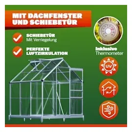 Gardebruk Gewächshaus Aluminium Grau ESG 3 mm 3,6 m2