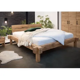 Massivmoebel24 Balkenbett Wildeiche 180x200 bianco geölt JANGALI 112