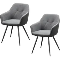 Hti-Living Esszimmerstuhl 2er Set Anthrazit/Grau Joschka
