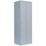 Lüllmann Spind Garderobenschrank Stahlschrank Kleiderspind 180x60x50cm  Grau 2 Abteile