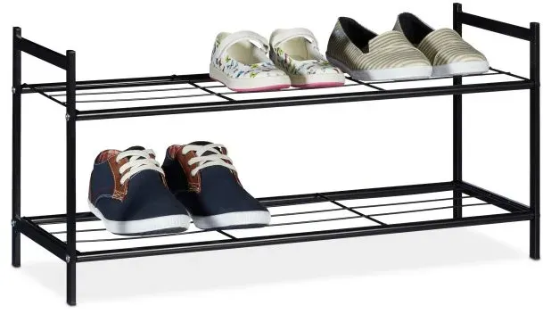 Relaxdays Schuhregal mit 2 Ebenen Schwarz