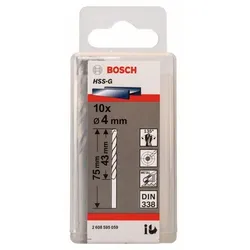 Metallbohrer HSS-G, DIN 338, 4 x 43 x 75 mm, 10er-Pack