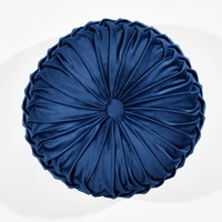 Lush Decor Rundes Plissiertes weiches Samtkissen, 38,1 cm, Marineblau