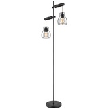ETC Shop Stehleuchte Landhaus Stil Standleuchte Retro, Metall, verstellbar, Drahtschirme, schwarz, H 168 cm