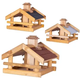 BooGardi Vogelhaus Holz · 3 Varianten · rotes Dach · Vogelfutterhaus · Vogelhäuschen zum Aufhängen und Aufstellen · überdachte Futterstelle · Futterhäuschen