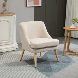 Homcom Sessel, Creme, Kunststoff, 69x79.5x63 cm Wohnzimmer, Sessel, Polstersessel