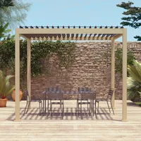 Sweeek Bioklimatische Pergola mit Lamellendach holzfarbene Struktur Triomphe 3x3m