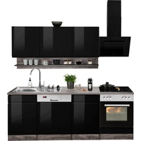 Kochstation Küche »KS-Virginia«, Breite 220 cm, wahlweise mit oder ohne E-Geräte, schwarz