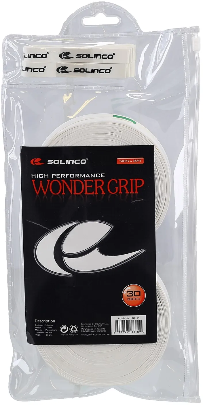 Solinco Overgrip Wonder 0.6mm weiss 30er (2x 15er Rolle) Clip-Beutel