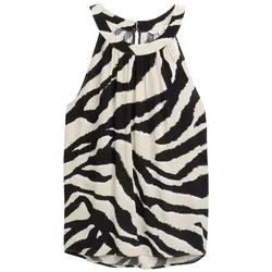 TOM TAILOR Damen Neckholder Blusentop, braun, Gemustert, Gr. 36