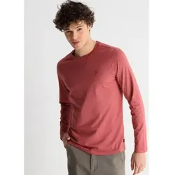 Lois Jeans für Herren. 157943887 Langärmeliges Basic-T-Shirt aus Overdye-Stoff in Rot (L), Lässig, Baumwolle, Langarm