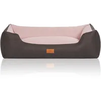 Knuffelwuff Hundebett Luke Velours XXL 120 x 85cm Schwarz-Rosa