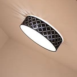 GLOBO RGB LED Deckenleuchte Textil schwarz gold, satiniert, Fernbedienung dimmbar, 2x 8,5w 806lm Warmweiß, Dxh 38x10 cm