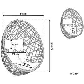 Beliani Hängesessel Rattan 0 x 0 x 0 cm Schwarz