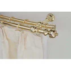 Gardinenstange GARESA "ANDREA", grau (messingfarben), L:110cm Ø:20mm, Metall, Gardinenstangen, Vorhanggarnitur, verlängerbar, Endknopf Profil klein, mit Ringen