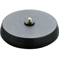 K&M 23220 Tischstativ - Gussrundsockel mit Trittschalldämpfung Schwarz – Stahl mit 4,5 cm Höhe – 3/8“ Gewindeanschluss