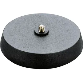 K&M 23220 Tischstativ - Gussrundsockel mit Trittschalldämpfung Schwarz – Stahl mit 4,5 cm Höhe – 3/8“ Gewindeanschluss