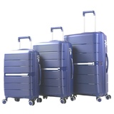 KESSMANN Kofferset Hartschalenkoffer Set 3 Teilig Kofferset M klein L mittel XL groß, 4 Rollen, (Koffer-Set, 3 tlg., Leichtgewicht Rollkoffer 360° Rollen Reisen Urlaub Reisekoffer Set), Trolley Gepäckset Hartschalenkoffer Urlaubskoffer Handgepäck Organizer blau